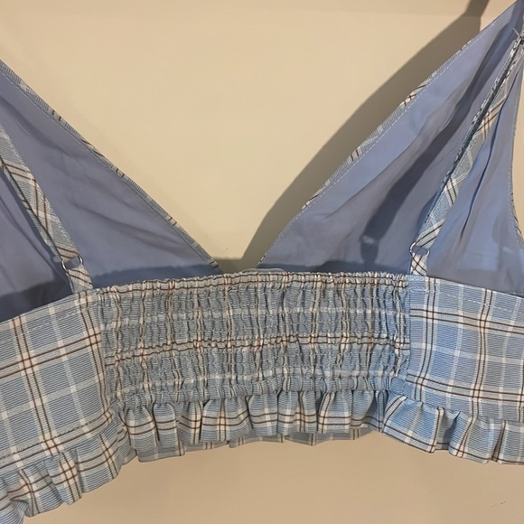Blue Blush Blue and Brown Plaid Wide Leg Crop Top Outfit Size Small - Picture 11 of 16